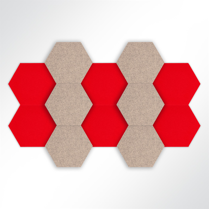QP Schallabsorber Basotect Hexagon-Set 12-teilig  290mm Braun, Rot