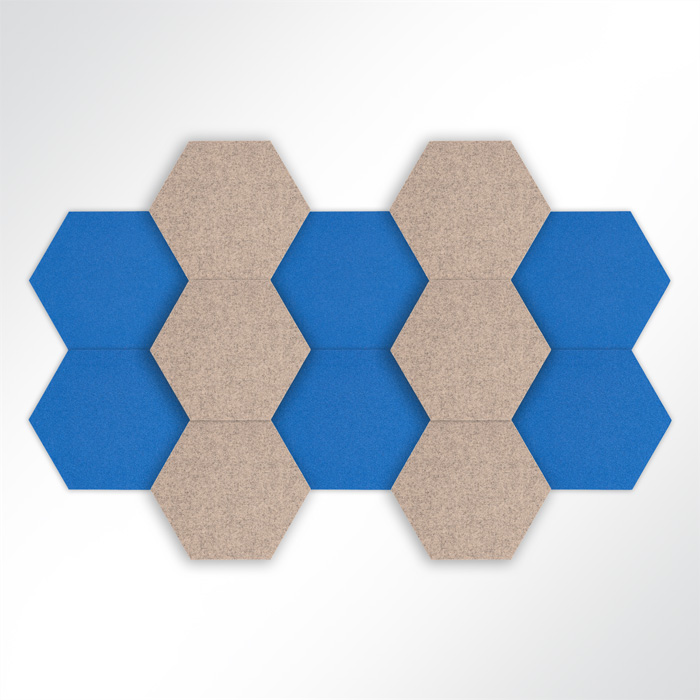 QP Schallabsorber Basotect Hexagon-Set 12-teilig  290mm Braun, Blau