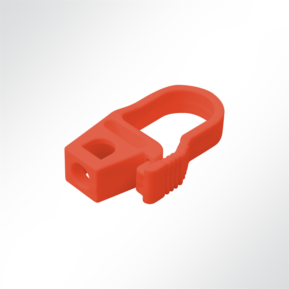 Artikelbild Haken aus Nylon Kunststoff  mit Sicherung fr 6mm Seil Rot