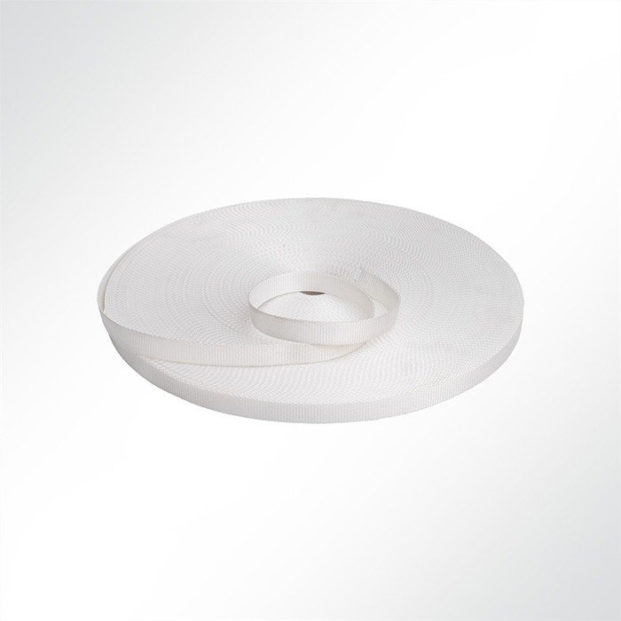 Gurtband Polyester (PES), 25 mm breit, 1 mm stark, 800 Kg, wei