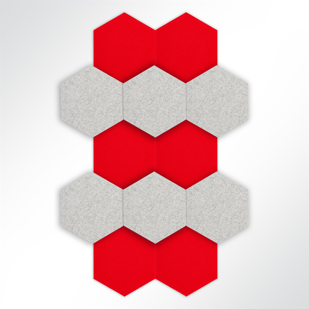 Artikelbild QP Schallabsorber Basotect Hexagon-Set 12-teilig  290mm Grau, Rot