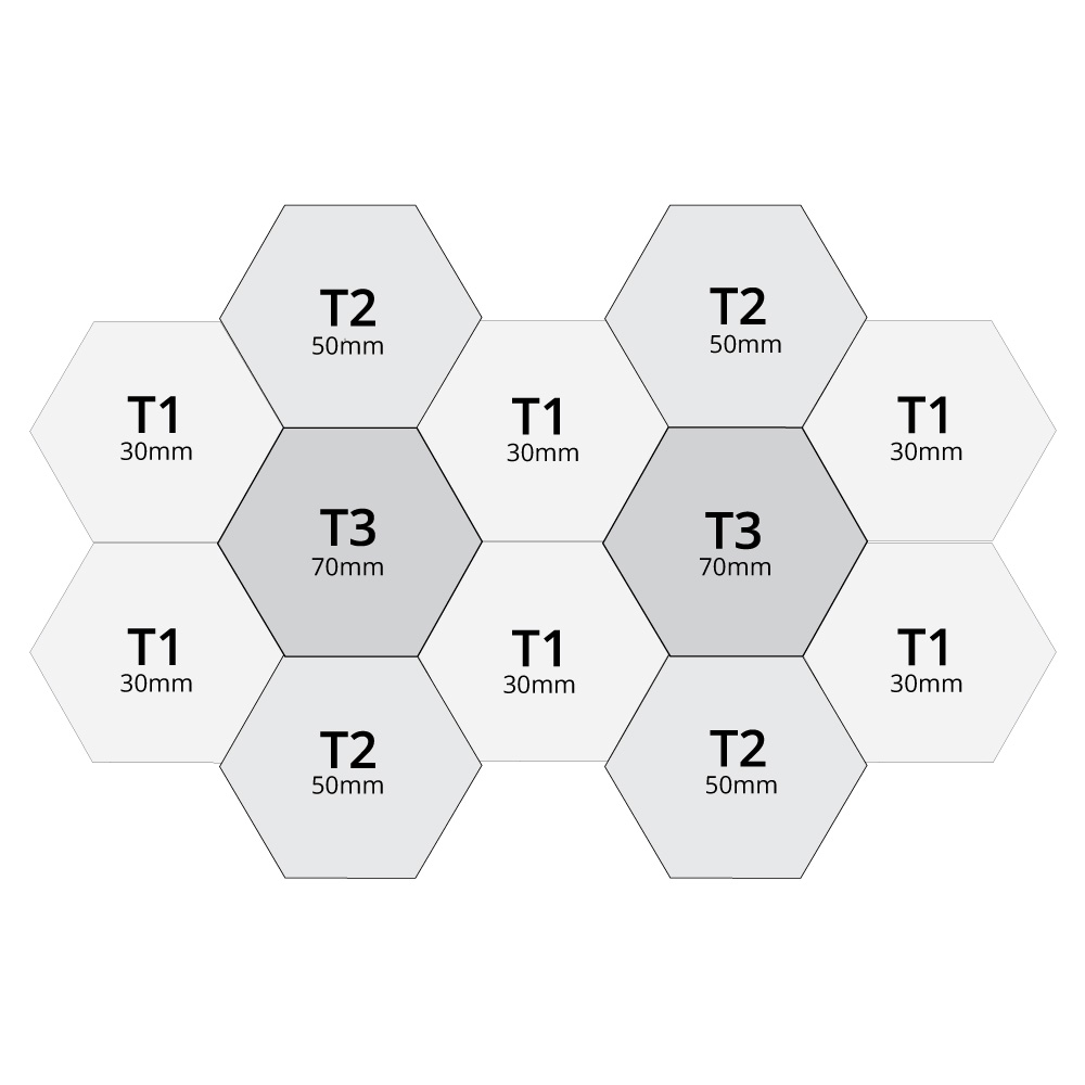 Artikelbild QP Schallabsorber Basotect Hexagon-Set 12-teilig  580mm Braun, Blau