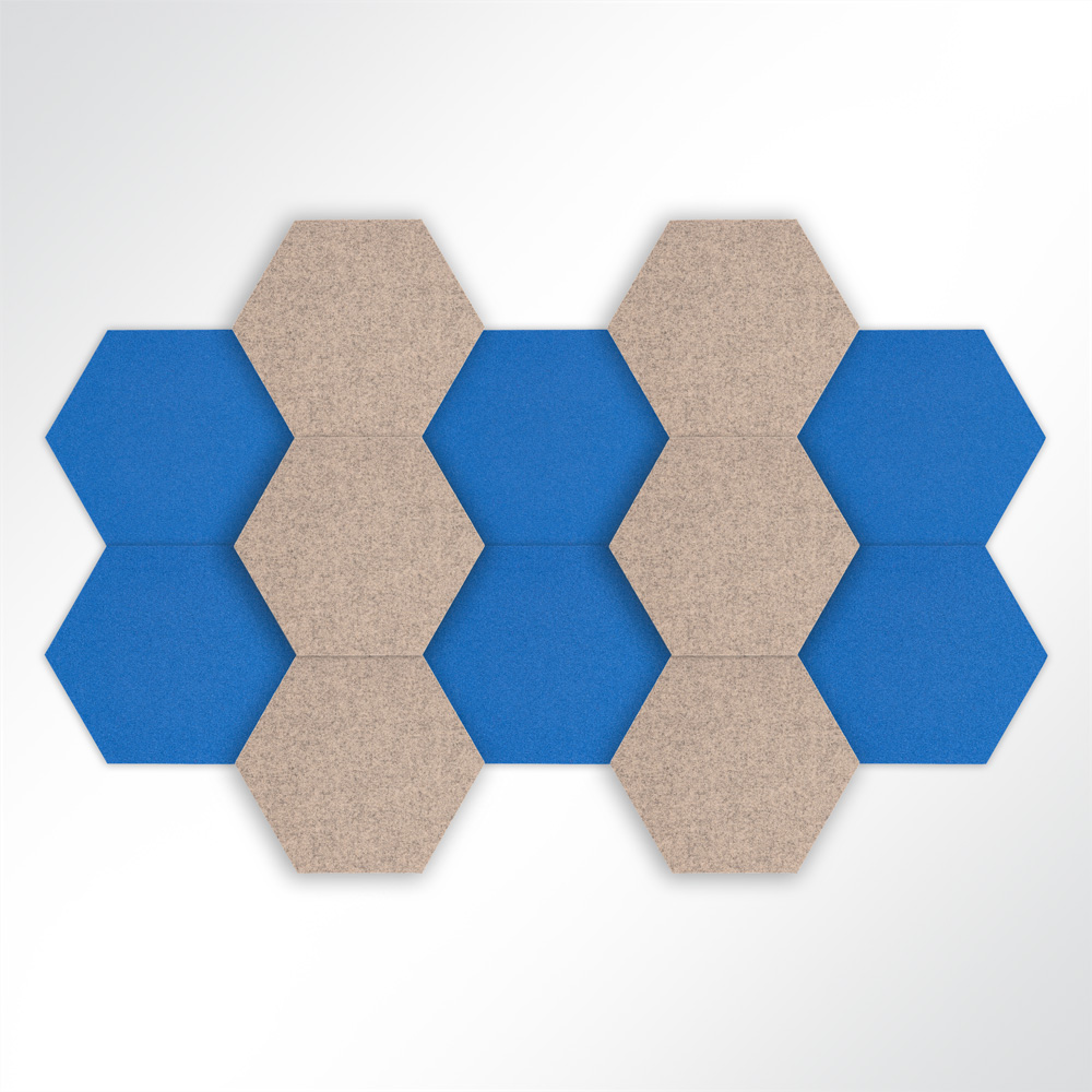 Artikelbild QP Schallabsorber Basotect Hexagon-Set 12-teilig  290mm Braun, Blau