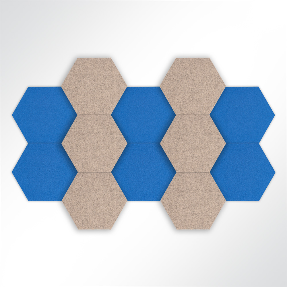 Artikelbild QP Schallabsorber Basotect Hexagon-Set 12-teilig  580mm Braun, Blau