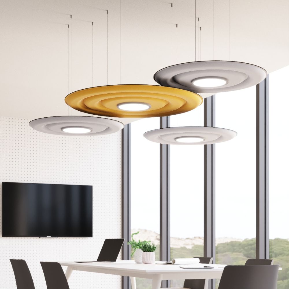 Artikelbild Akustikpaneel Quiet Circle 90cm 4000K LED Spot und Abhngeset Gelb 0053 28 Watt