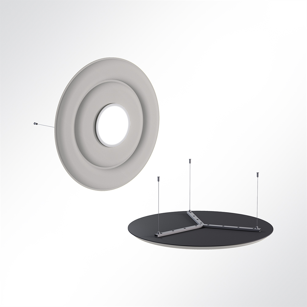 Artikelbild Akustikpaneel Quiet Circle 90cm 4000K LED Spot und Abhngeset Hellgrau 0643 28 Watt