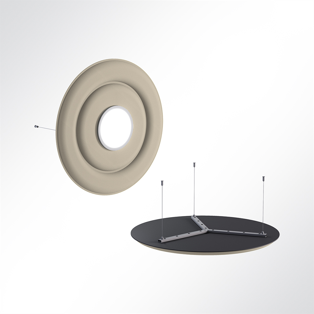 Artikelbild Akustikpaneel Quiet Circle 90cm 4000K LED Spot und Abhngeset Elfenbein 0532 28 Watt