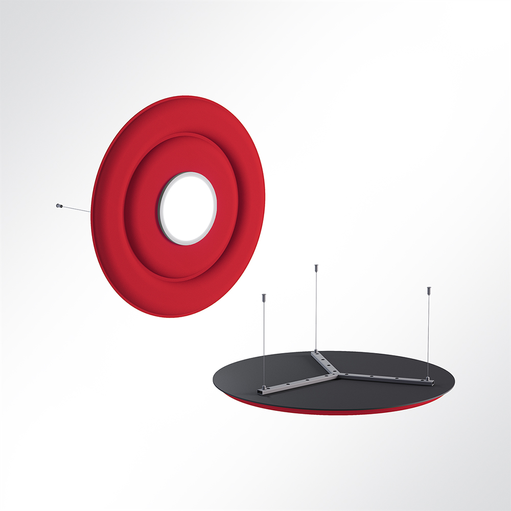 Artikelbild Akustikpaneel Quiet Circle 90cm 4000K LED Spot und Abhngeset Rot 0231 28 Watt