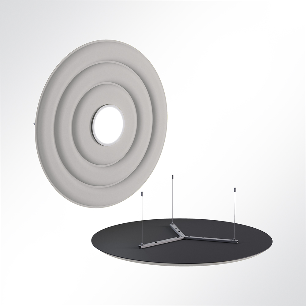 Artikelbild Akustikpaneel Quiet Circle 120cm 4000K LED Spot und Abhngeset Hellgrau 0643 28 Watt