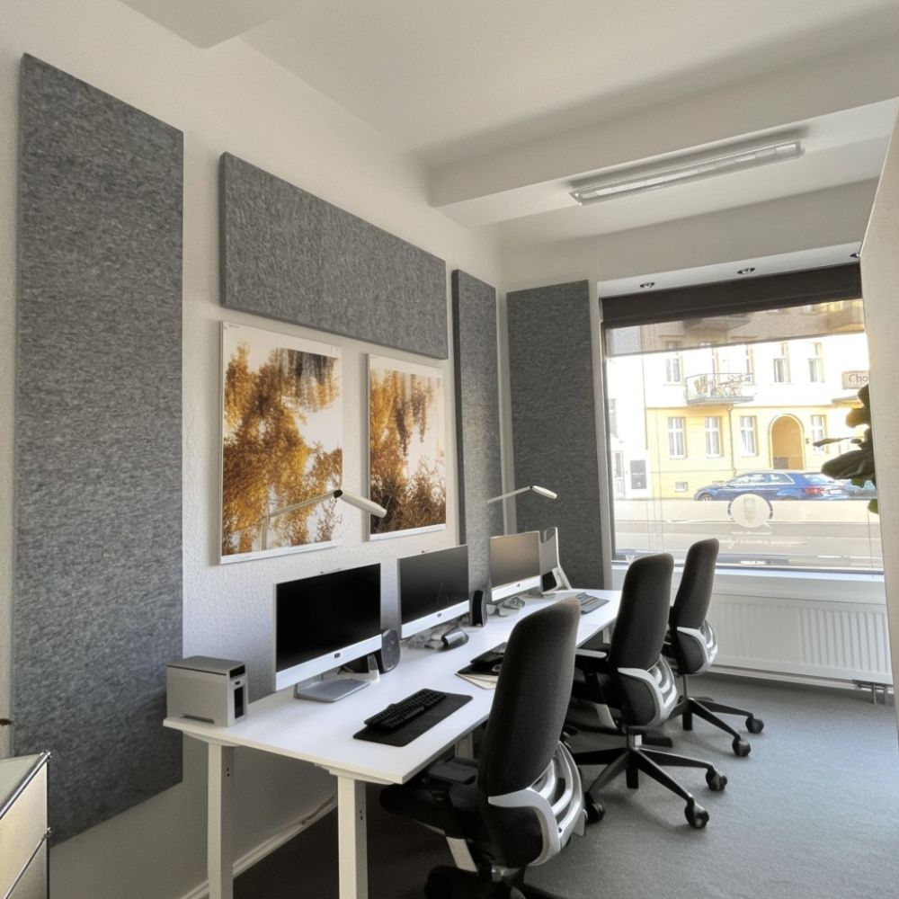 Artikelbild QP Schallabsorber PAD PET Raumakustik Nachhallreduzierung 50mm 2500g/m² grau 620x625mm