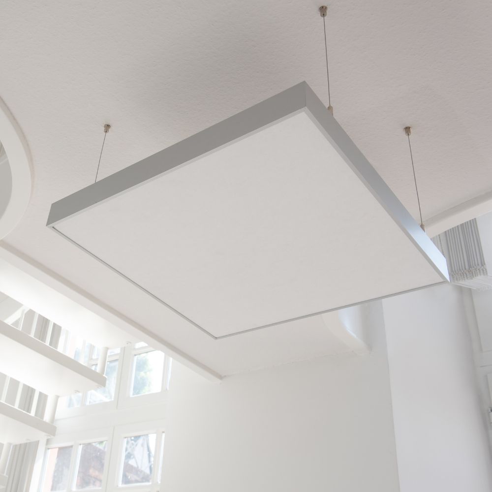 Artikelbild QP Akustikpaneele Schallabsorber Deckensegel mit Alu-Rahmen bluefiber tec based B1 2500g/m wei 620x625x50mm