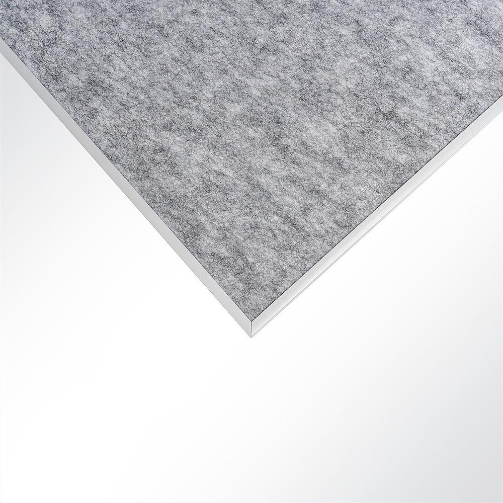 Artikelbild QP SilenceCore PAD PET Vlies Akustikpaneele Deckensegel mit Alu-Rahmen 1500g/m B1 grau 600x600x50mm