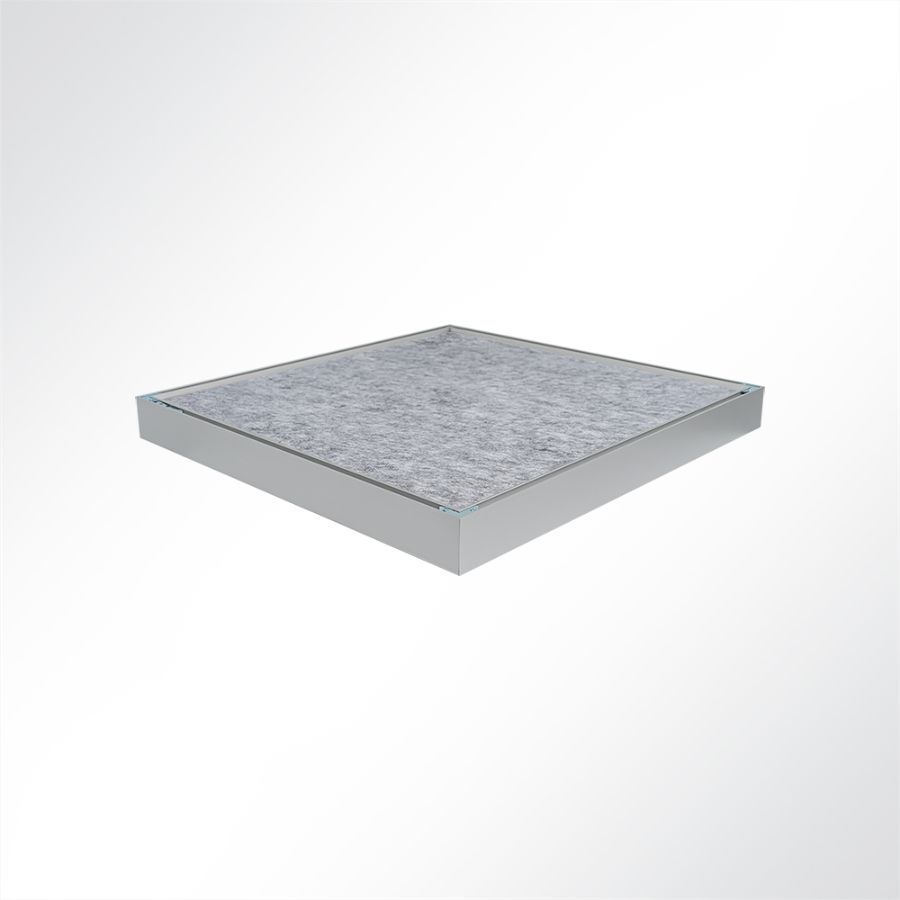 Artikelbild QP SilenceCore PAD PET Vlies Akustikpaneele Deckensegel mit Alu-Rahmen 1500g/m B1 grau 600x600x50mm