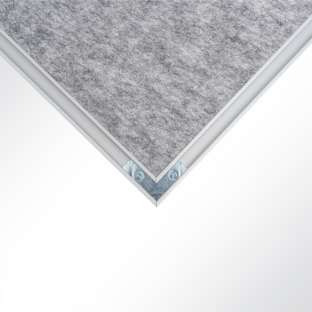 Artikelbild QP SilenceCore PAD PET Vlies Akustikpaneele Deckensegel mit Alu-Rahmen 1500g/m B1 grau 600x600x50mm