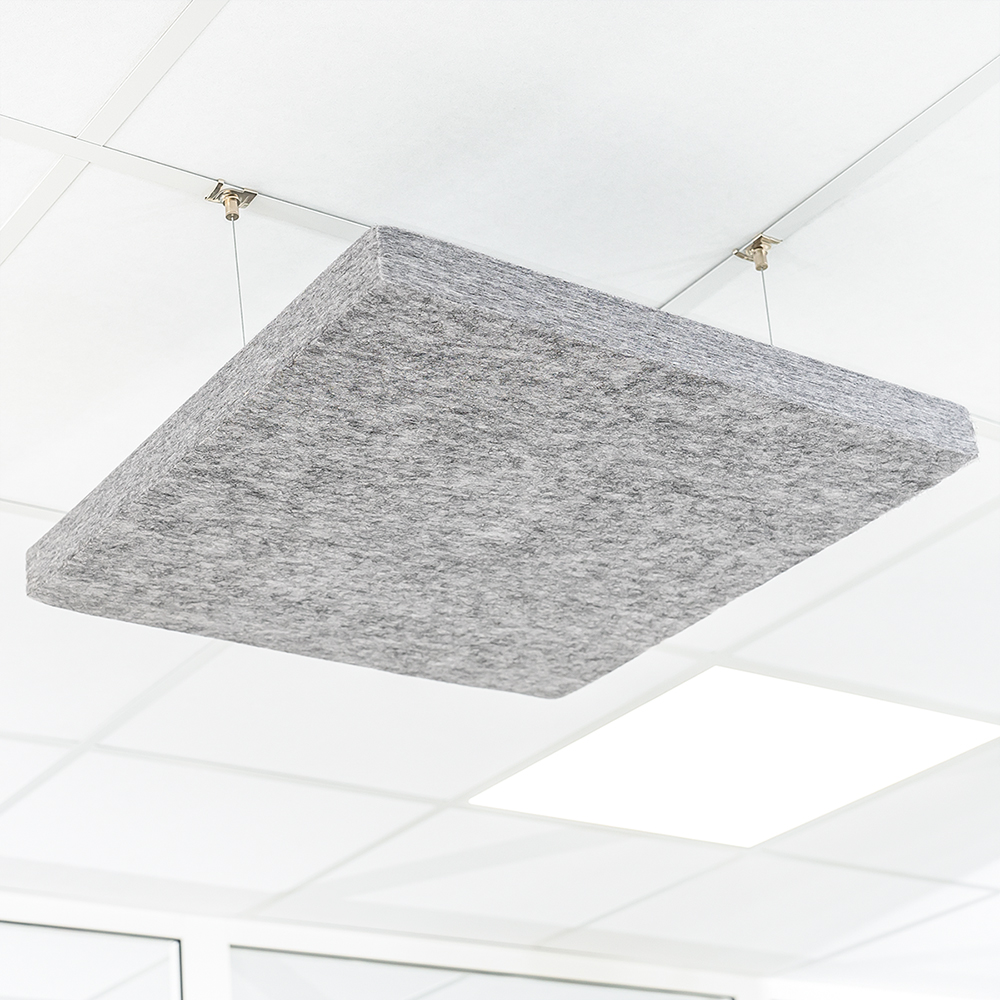 Artikelbild QP SilenceCore PAD PET Vlies Akustikpaneele Schallabsorber Deckensegel 1500g/m B1 grau 600x600x50mm