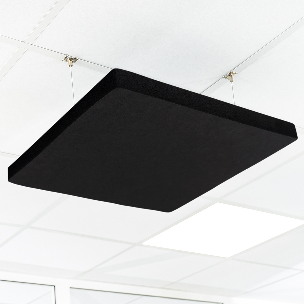 Artikelbild QP SilenceCore PAD PET Vlies Akustikpaneele Schallabsorber Deckensegel 1500g/m B1 schwarz 600x600x50mm
