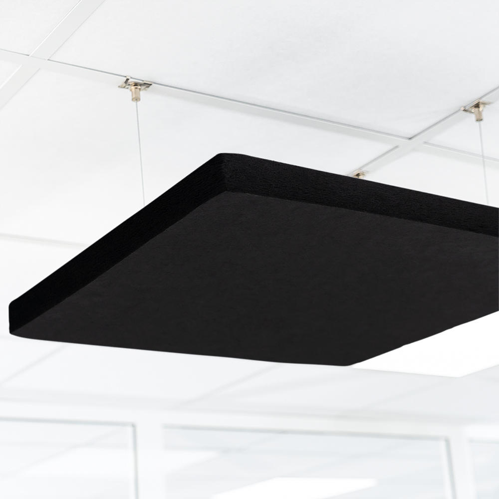 Artikelbild QP SilenceCore PAD PET Vlies Akustikpaneele Schallabsorber Deckensegel 1500g/m B1 schwarz 600x600x50mm