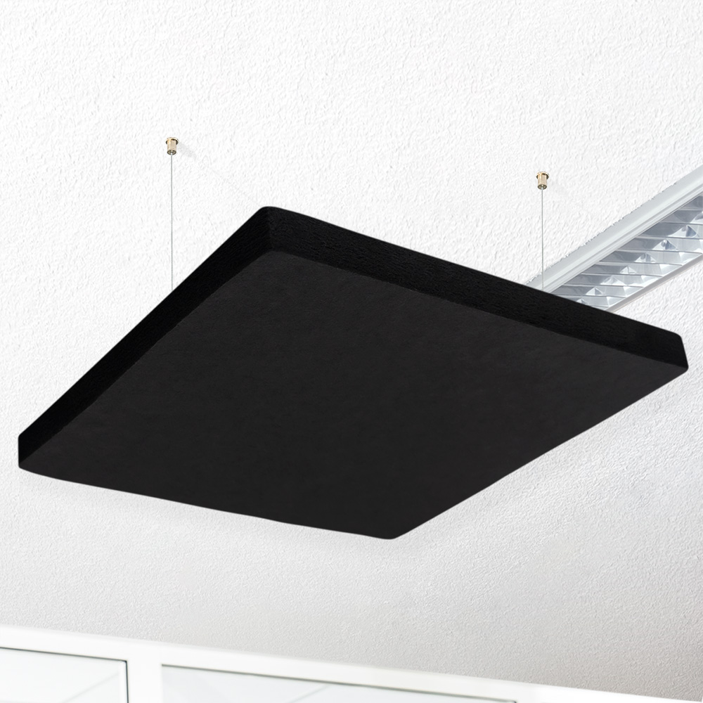 Artikelbild QP SilenceCore PAD PET Vlies Akustikpaneele Schallabsorber Deckensegel 1500g/m B1 schwarz 600x600x50mm