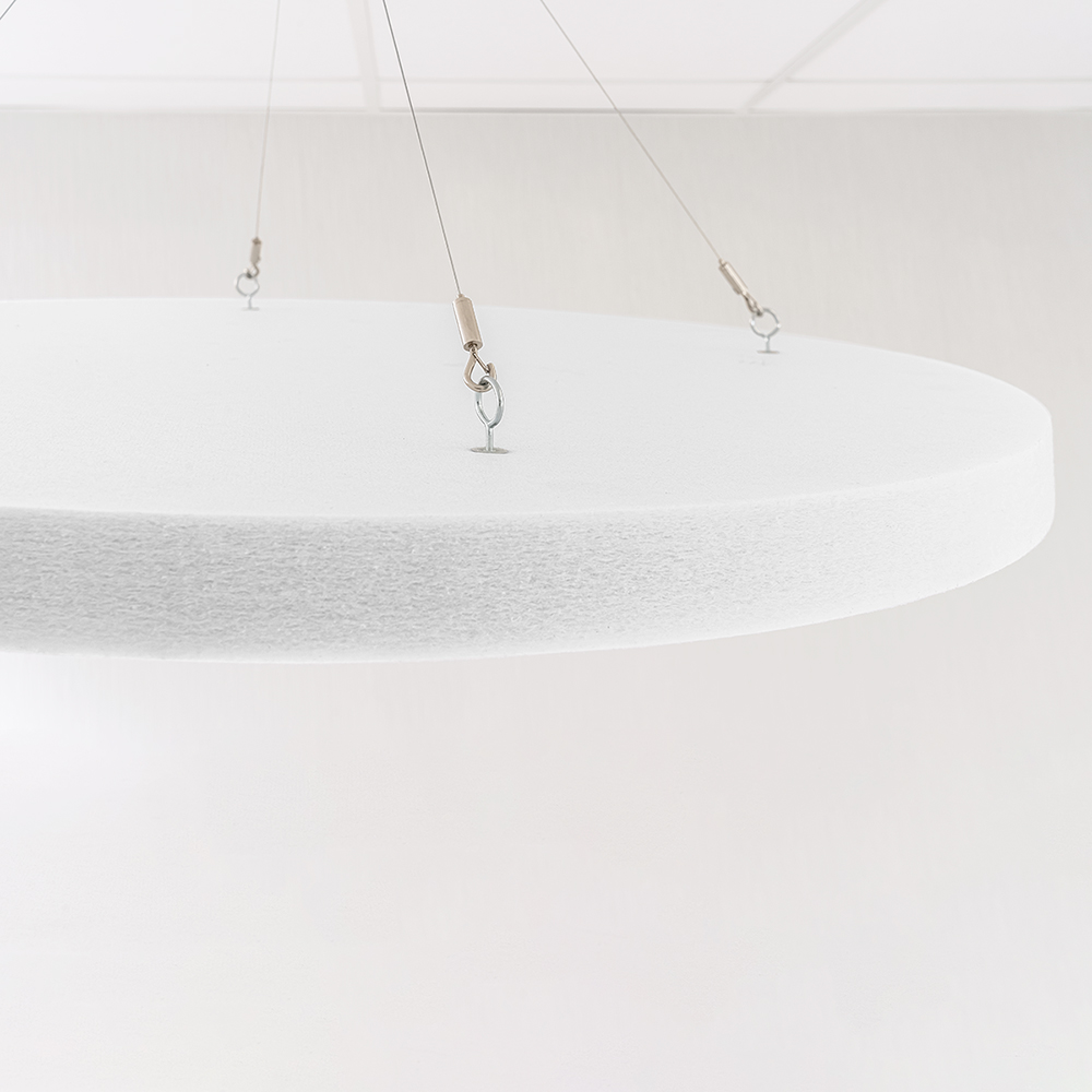 Artikelbild QP Schallabsorber-Kreis rund aus 100% recyclebarem PET in wei D: 600mm inkl. Abhngeset