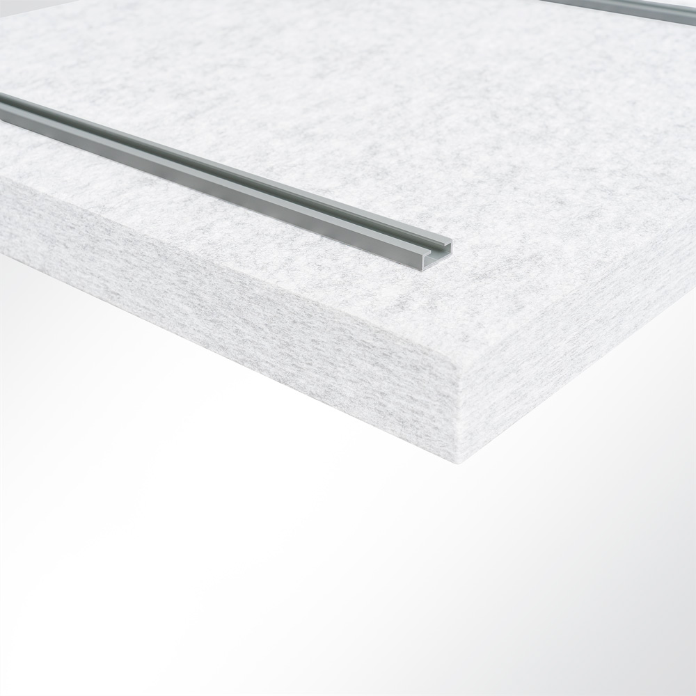 Artikelbild QP SilenceCore PAD PET Vlies Akustikpaneele Schallabsorber Deckensegel 1500g/m B1 hellgrau marmor 600x600x50mm