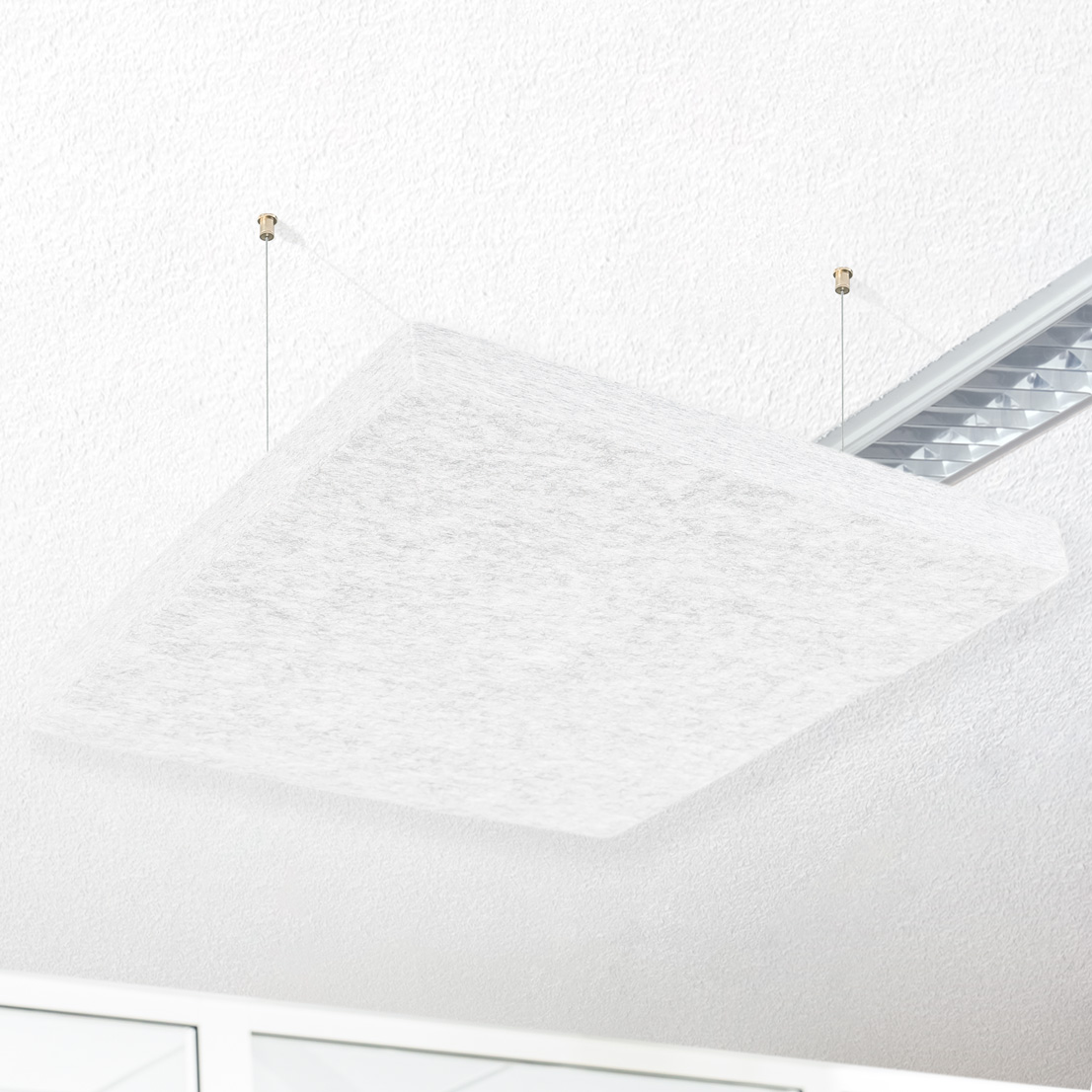Artikelbild QP SilenceCore PAD PET Vlies Akustikpaneele Schallabsorber Deckensegel 1500g/m B1 hellgrau marmor 600x600x50mm