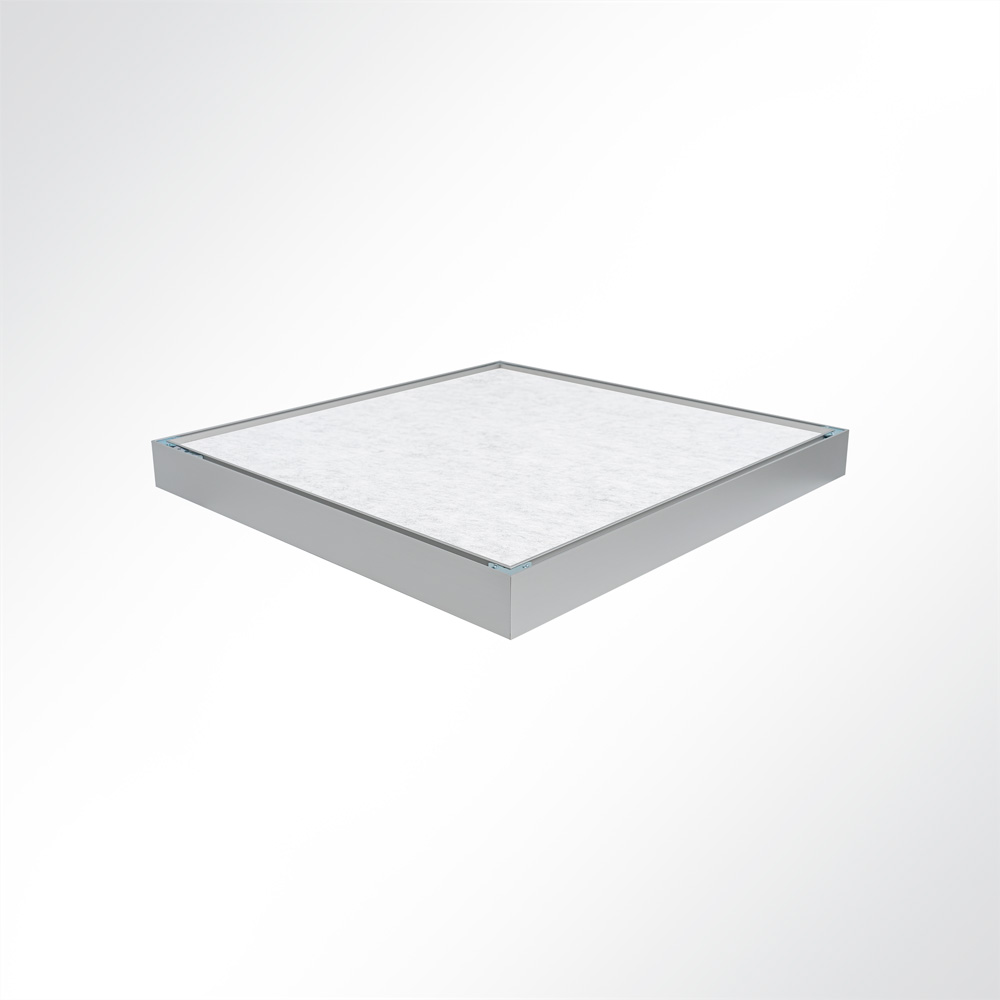 Artikelbild QP SilenceCore PAD PET Vlies Akustikpaneele Deckensegel mit Alu-Rahmen 1500g/m B1 hellgrau marmor 600x600x50mm