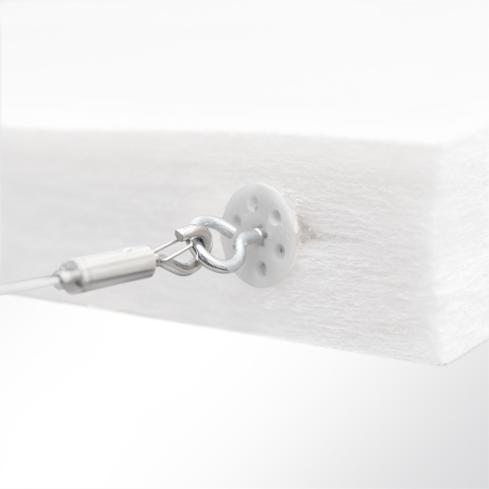 Artikelbild QP Akustik Baffeln PET Vlies 2500g/m² inkl. Abhängeset weiss 250x620x50mm weiss