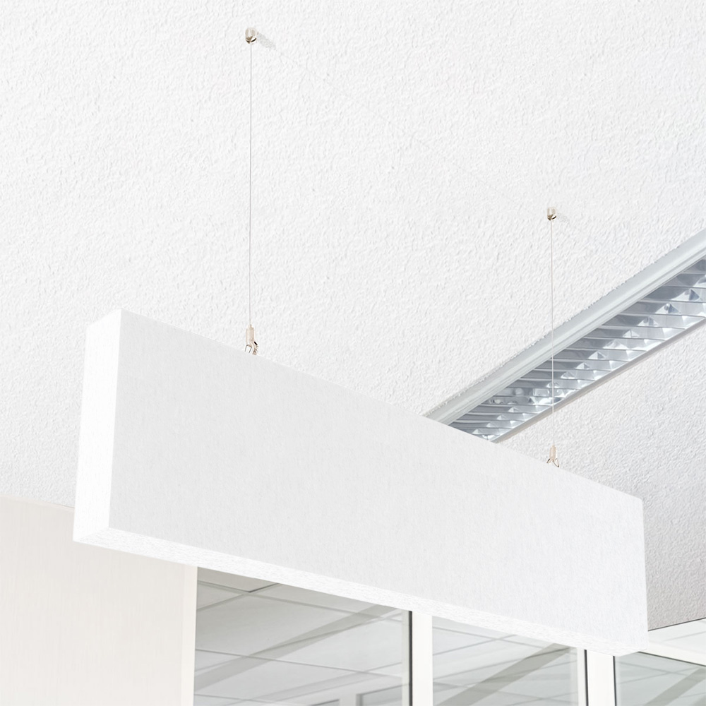 Artikelbild QP Akustik Baffeln PET Vlies 2500g/m² inkl. Abhängeset weiss 250x620x50mm weiss