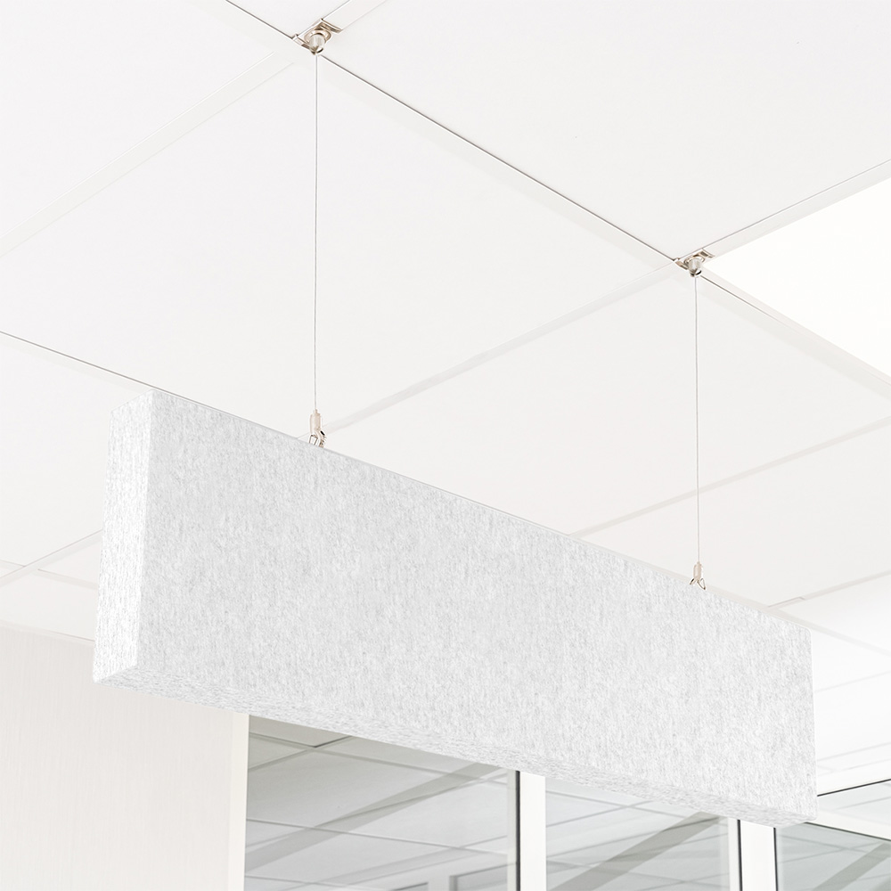 Artikelbild QP Akustik Baffeln PET Vlies 2500g/m² inkl. Abhängeset hellgrau 250x620x50mm Hellgrau