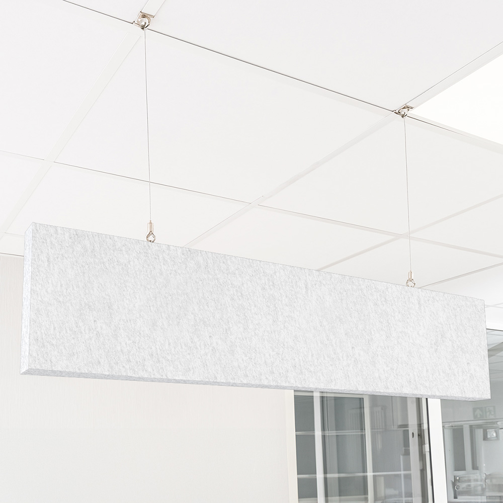 Artikelbild QP Akustik Baffeln PET Vlies 2500g/m² inkl. Abhängeset hellgrau 250x620x50mm Hellgrau