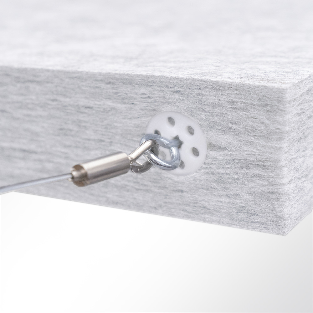 Artikelbild QP Akustik Baffeln PET Vlies 2500g/m² inkl. Abhängeset hellgrau 250x620x50mm Hellgrau