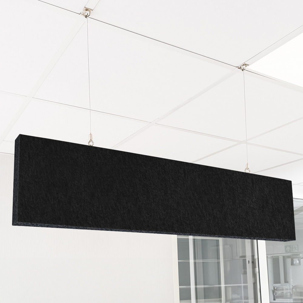Artikelbild QP Akustik Baffeln PET Vlies 2500g/m² inkl. Abhängeset schwarz 250x620x50mm schwarz