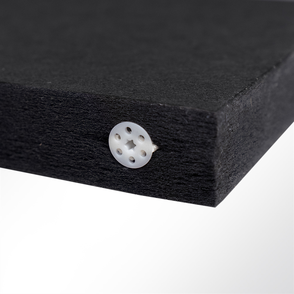 Artikelbild QP Akustik Baffeln PET Vlies 2500g/m² inkl. Abhängeset schwarz 250x620x50mm schwarz