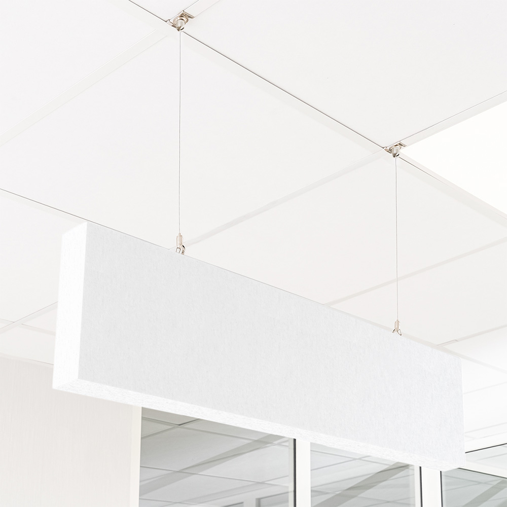 Artikelbild QP Akustik Baffeln PET Vlies 1250g/m² inkl. Abhängeset weiss 250x620x25mm weiss