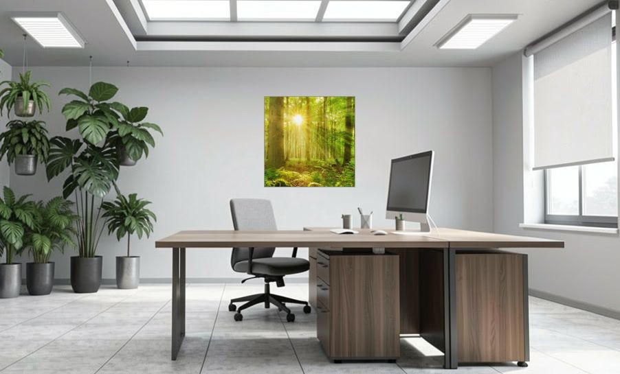 Artikelbild Akustikbild - Die ersten Sonnenstrahlen – Basotect® Schallabsorber im eloxierten Aluminiumrahmen 1030x1030x55mm