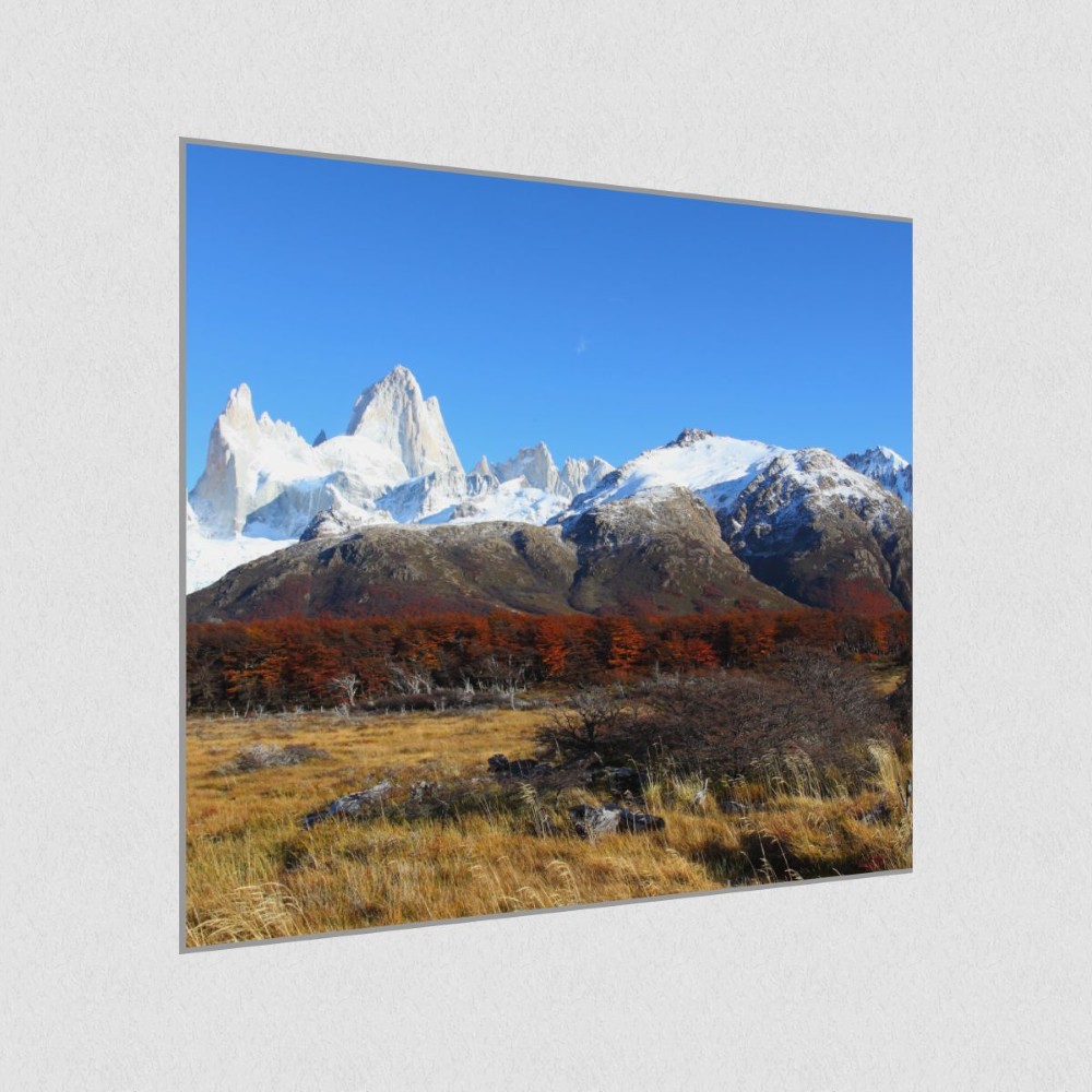 Artikelbild Akustikbild - Land der Berge – Basotect® Schallabsorber im eloxierten Aluminiumrahmen 1030x1030x55mm