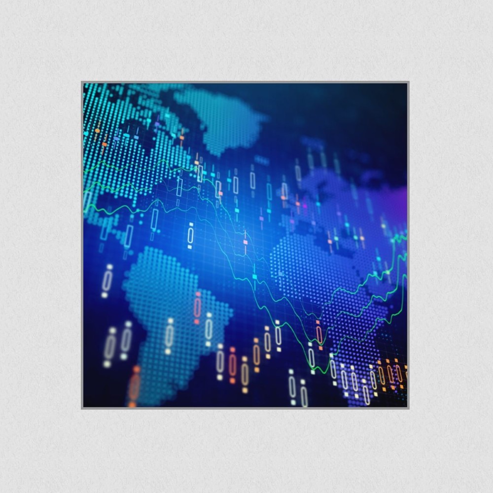 Artikelbild Akustikbild - Eine interaktive Karte unserer globalen Gemeinschaft – Basotect® Schallabsorber im eloxierten Aluminiumrahmen 530x530x55mm