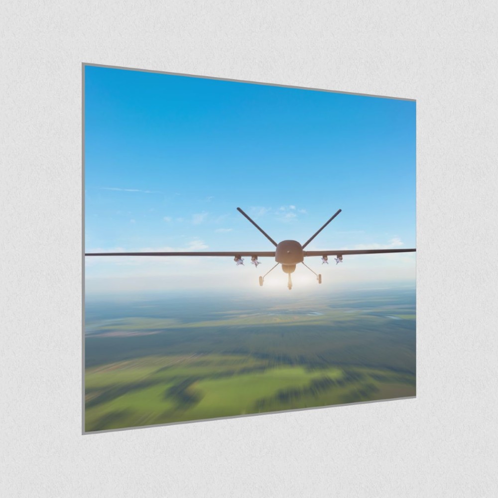 Artikelbild Akustikbild - Drohne – Basotect® Schallabsorber im eloxierten Aluminiumrahmen 530x530x55mm