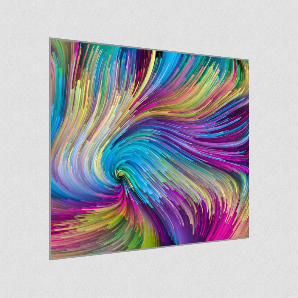 Artikelbild Akustikbild - Ein abstraktes weiß rotes Bild mit Spachteltechnik – Basotect® Schallabsorber im eloxierten Aluminiumrahmen 530x530x55mm