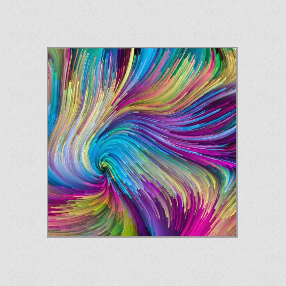 Artikelbild Akustikbild - Ein abstraktes weiß rotes Bild mit Spachteltechnik – Basotect® Schallabsorber im eloxierten Aluminiumrahmen 530x530x55mm