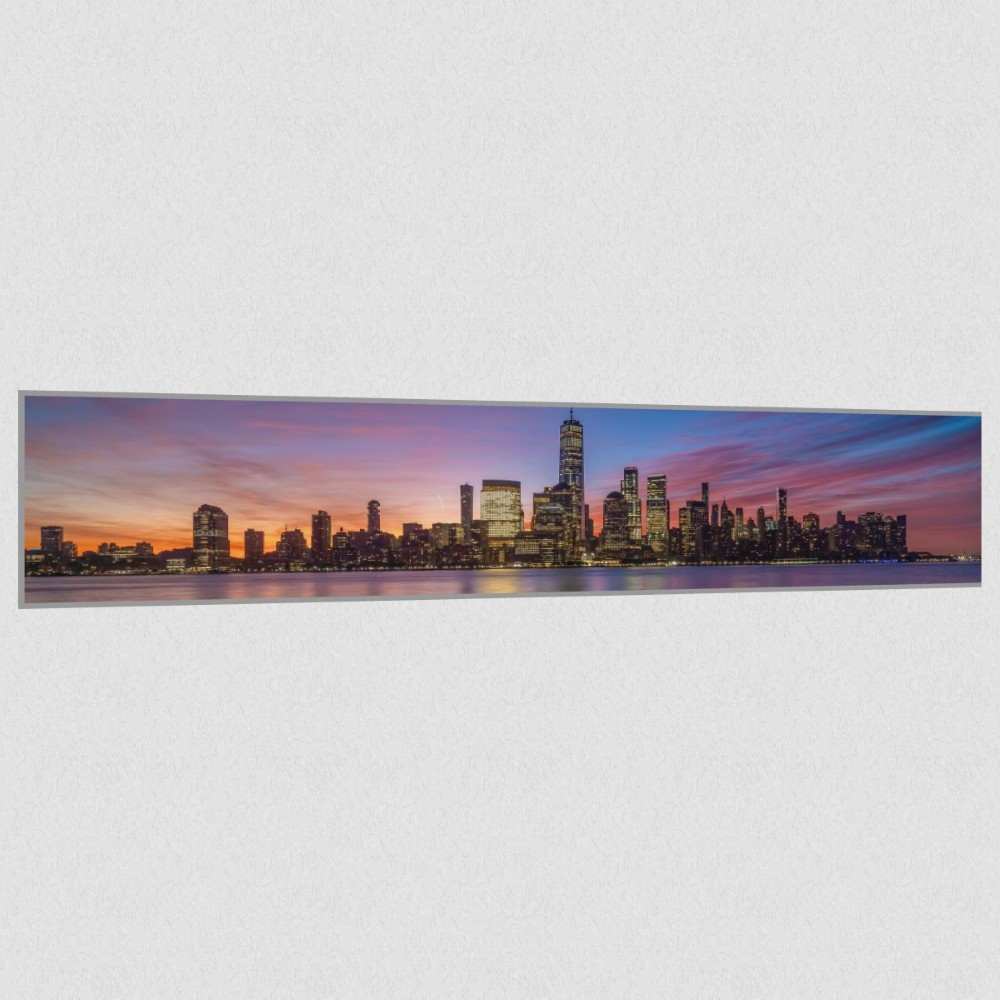 Artikelbild Akustikbild - New York City: Die beeindruckende Skyline und der Hudson River – Basotect® Schallabsorber im eloxierten Aluminiumrahmen 2530x530x55mm