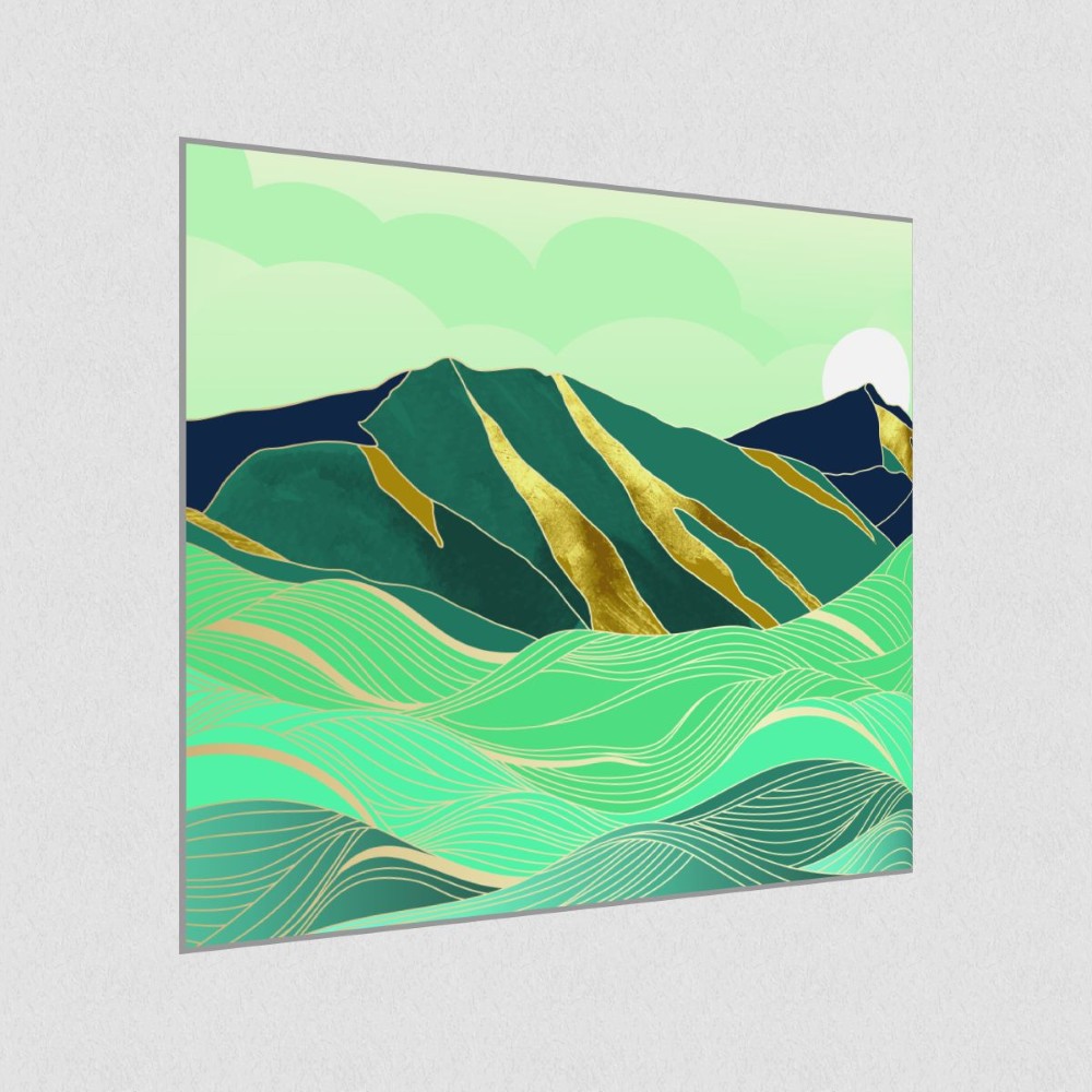 Artikelbild Akustikbild - Wellen der Berge – Basotect® Schallabsorber im eloxierten Aluminiumrahmen 1030x1030x55mm
