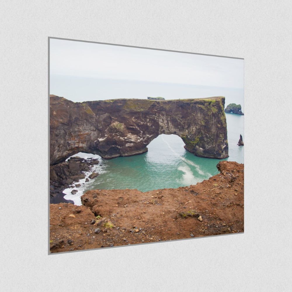 Artikelbild Akustikbild - Island-Eine-beeindruckende-Felsküste – Basotect® Schallabsorber im eloxierten Aluminiumrahmen 530x530x55mm