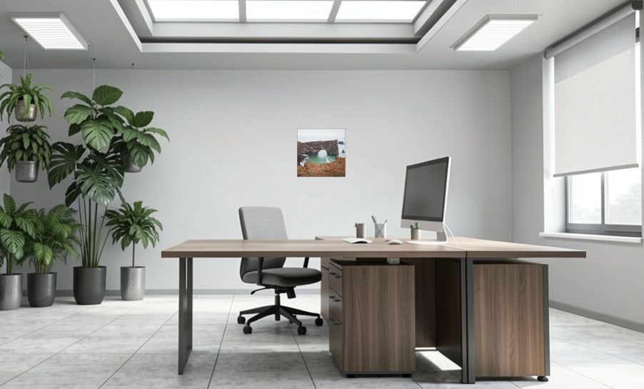 Artikelbild Akustikbild - Island-Eine-beeindruckende-Felsküste – Basotect® Schallabsorber im eloxierten Aluminiumrahmen 530x530x55mm