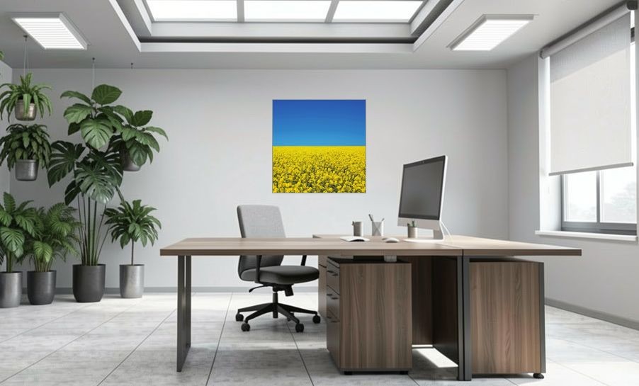 Artikelbild Akustikbild - Sommerhimmel – Basotect® Schallabsorber im eloxierten Aluminiumrahmen 1030x1030x55mm
