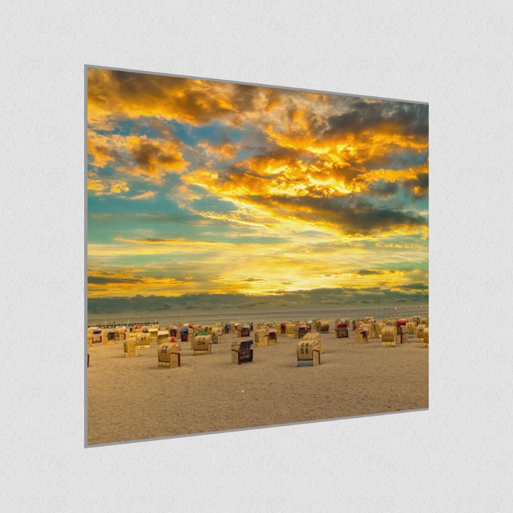 Artikelbild Akustikbild - Strand Panorama – Basotect® Schallabsorber im eloxierten Aluminiumrahmen 530x530x55mm