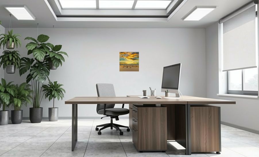 Artikelbild Akustikbild - Strand Panorama – Basotect® Schallabsorber im eloxierten Aluminiumrahmen 530x530x55mm