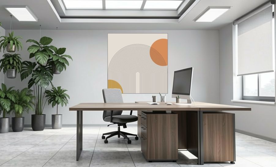 Artikelbild Akustikbild - Organische Geometrie – Basotect® Schallabsorber im eloxierten Aluminiumrahmen 1530x1530x55mm