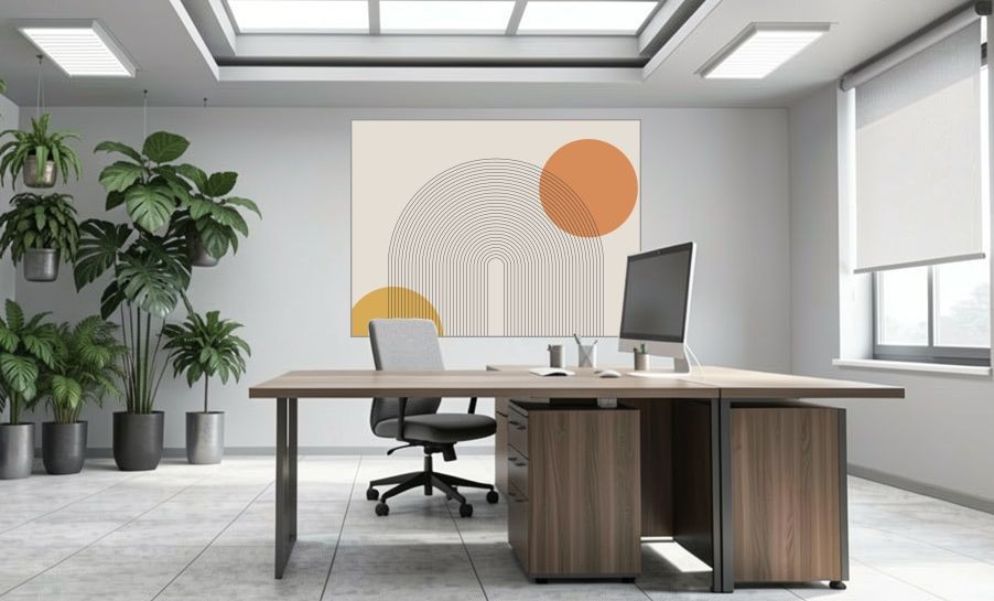 Artikelbild Akustikbild - Organische Geometrie – Basotect® Schallabsorber im eloxierten Aluminiumrahmen 2030x1530x55mm