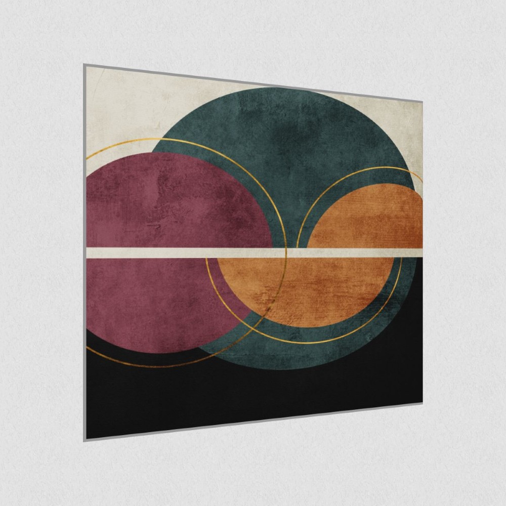 Artikelbild Akustikbild - Kreise in Balance – Basotect® Schallabsorber im eloxierten Aluminiumrahmen 1030x1030x55mm